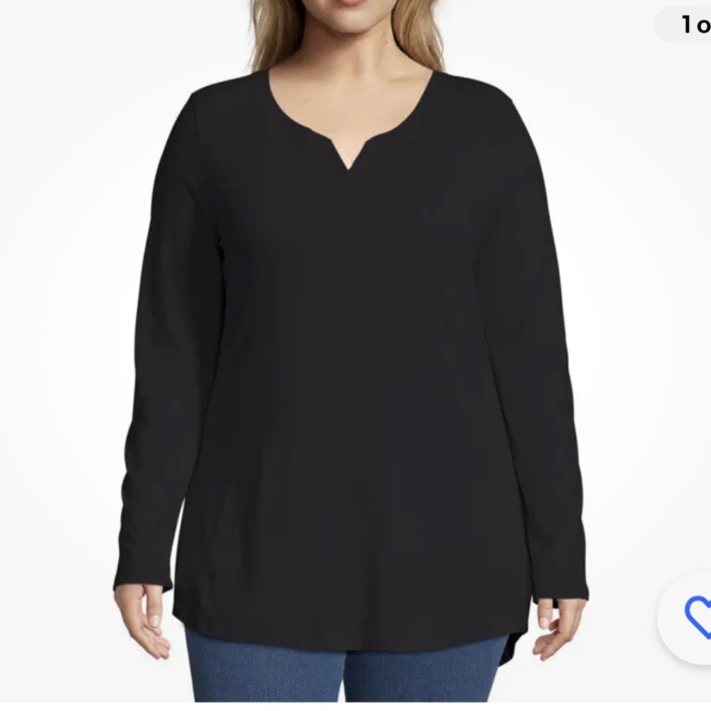 Just My Size Black Split V-Neck Women’s Lightweight Tunic Top 3X NEW